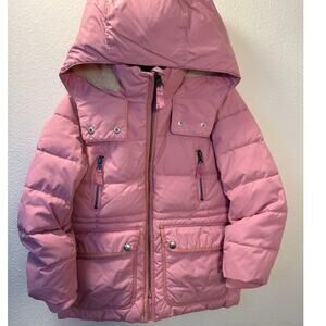 Crewcuts J Crew Girls Pink Parka Down Coat S 6 -7 Hooded Winter Jacket